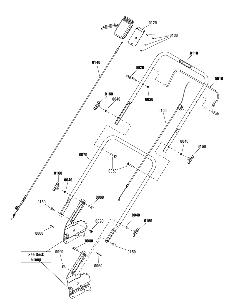 Handle And Controls Group (7502212) Diagram and Parts List for 7800882-BTPD22675 2012 Briggs and Stratton Lawn Mower